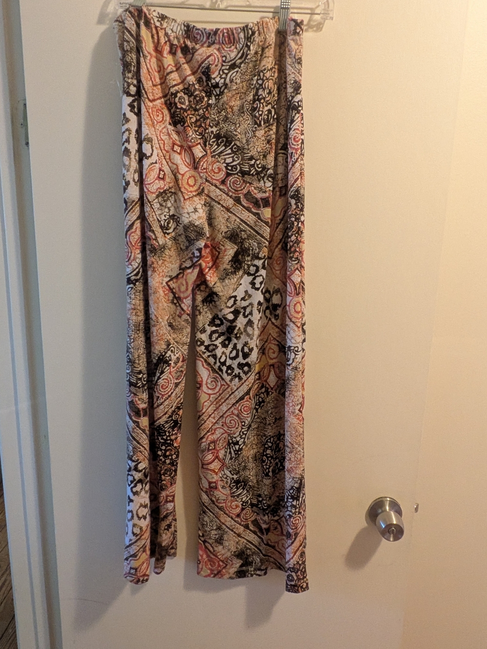 Chico's Neutral Paisley & Leopard Print Wide-Leg Pants
